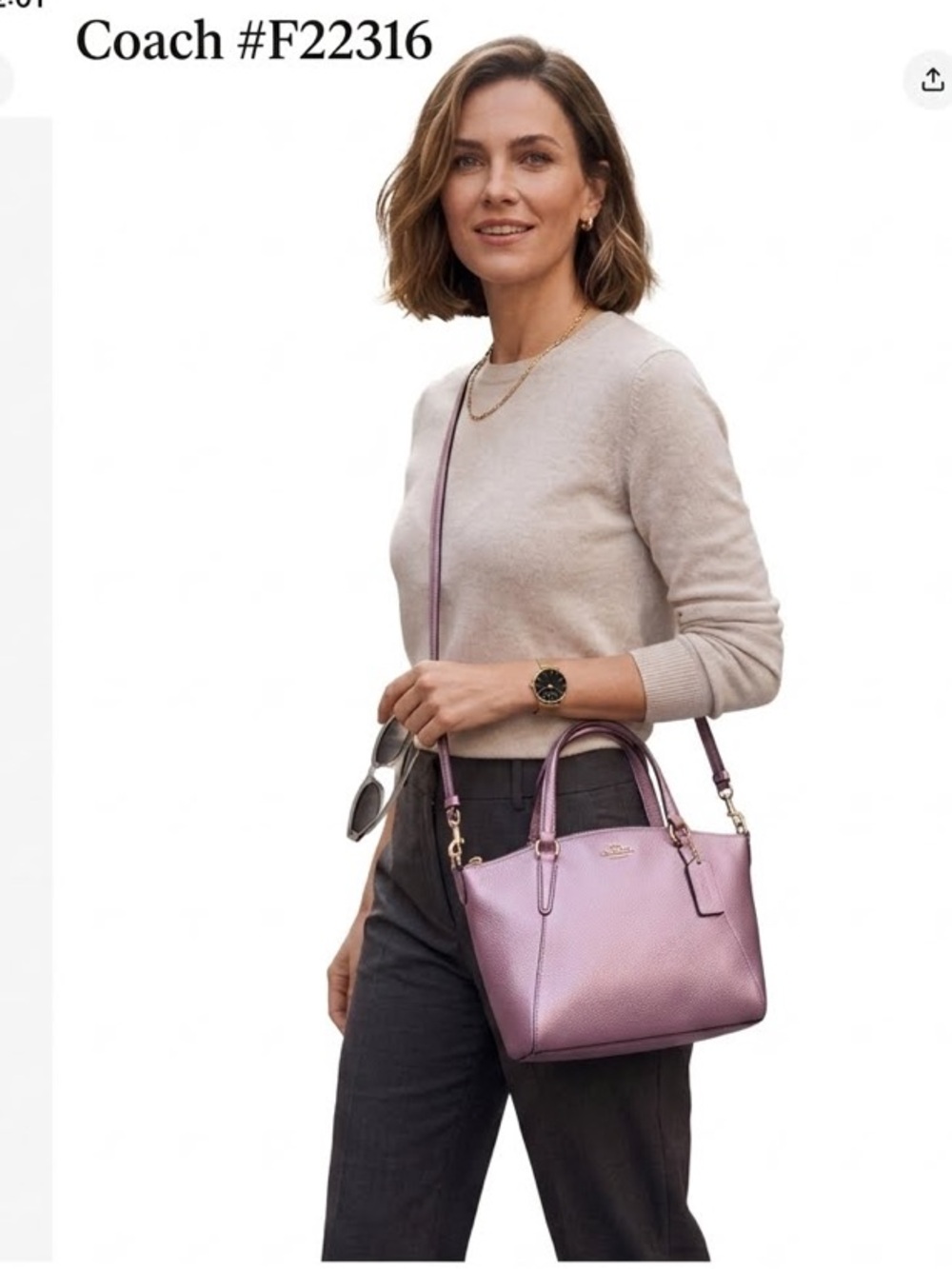 Coach Metallic Lilac Purple Leather Mini
Kelsey Satchel Crossbody F22316